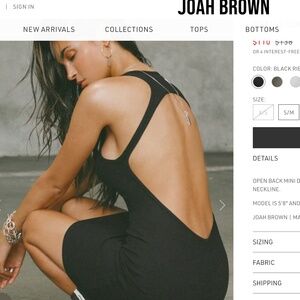 Joah Brown Open Back Mini Dress Scoop Neck Black Small NWOT